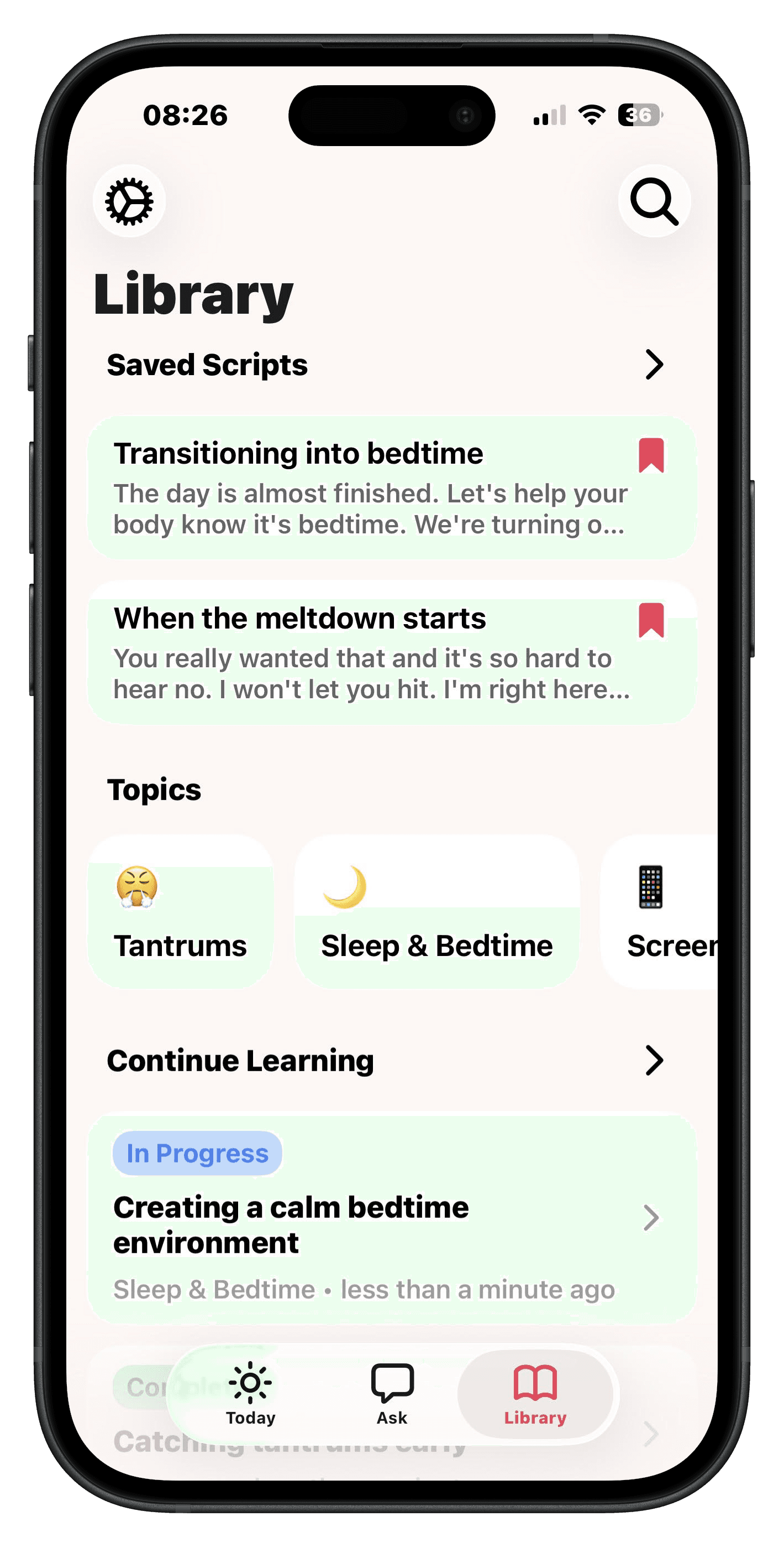 Parenting Leader script and support screen
